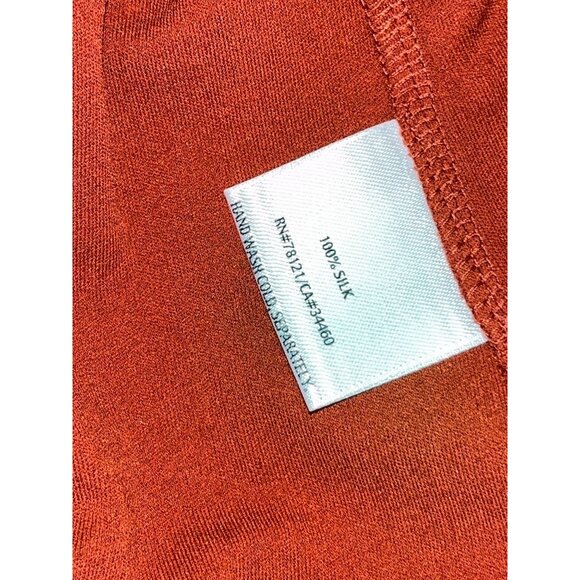 Eileen Fisher Womens XL Rust Silk Sleeveless Tank Top Scoop Neck Casual Wear Lig - Picture 7 of 8